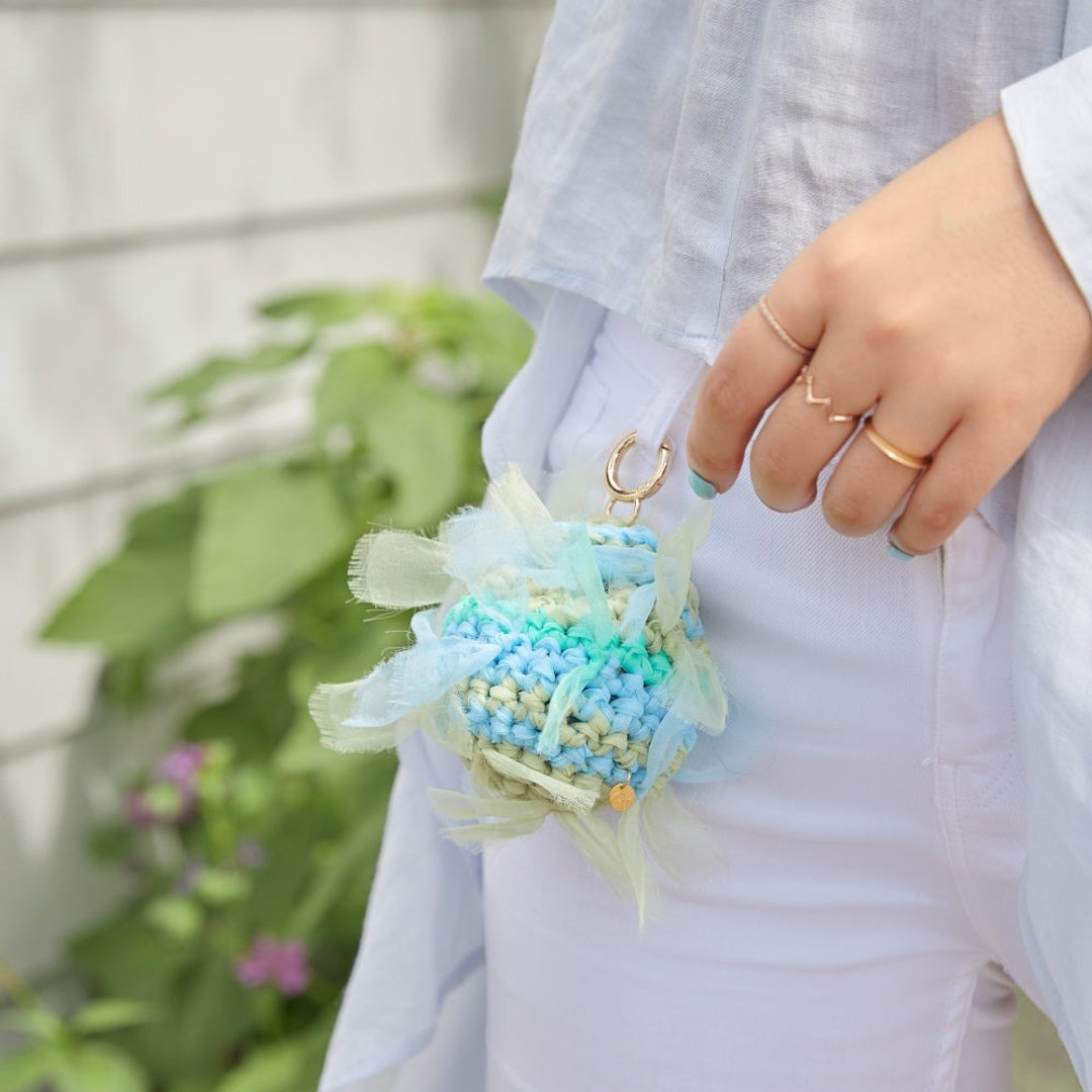 Blooming fruit | Carabiner pouch | Pop melon - 化妆包/杂物包 - 聚酯纤维 绿色