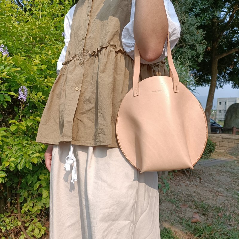 植鞣革手提贝壳包 - 手提包/手提袋 - 真皮 卡其色