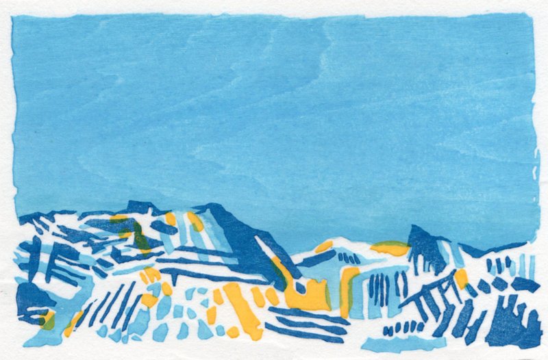 水印木刻/限量版画 - 尼泊尔蓝 - 卡片/明信片 - 纸 白色