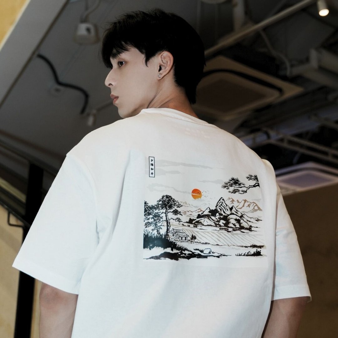 【CREEPS】夕阳如丹 宽松重磅印花T恤 210g - 男装上衣/T 恤 - 棉．麻 多色