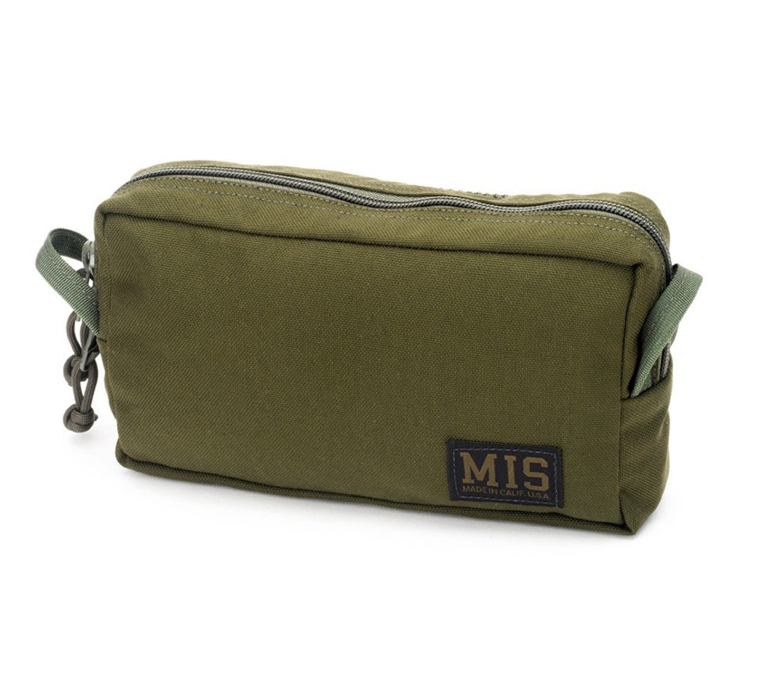 【MIS】SLIM MESH TOILETRY BAG 网眼化妆包-小 - 橄榄绿 - 后背包/双肩包 - 其他材质 卡其色