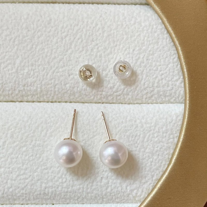 高雅气质天然珍珠18K金耳环【结婚礼物】 - 耳环/耳夹 - 珍珠 