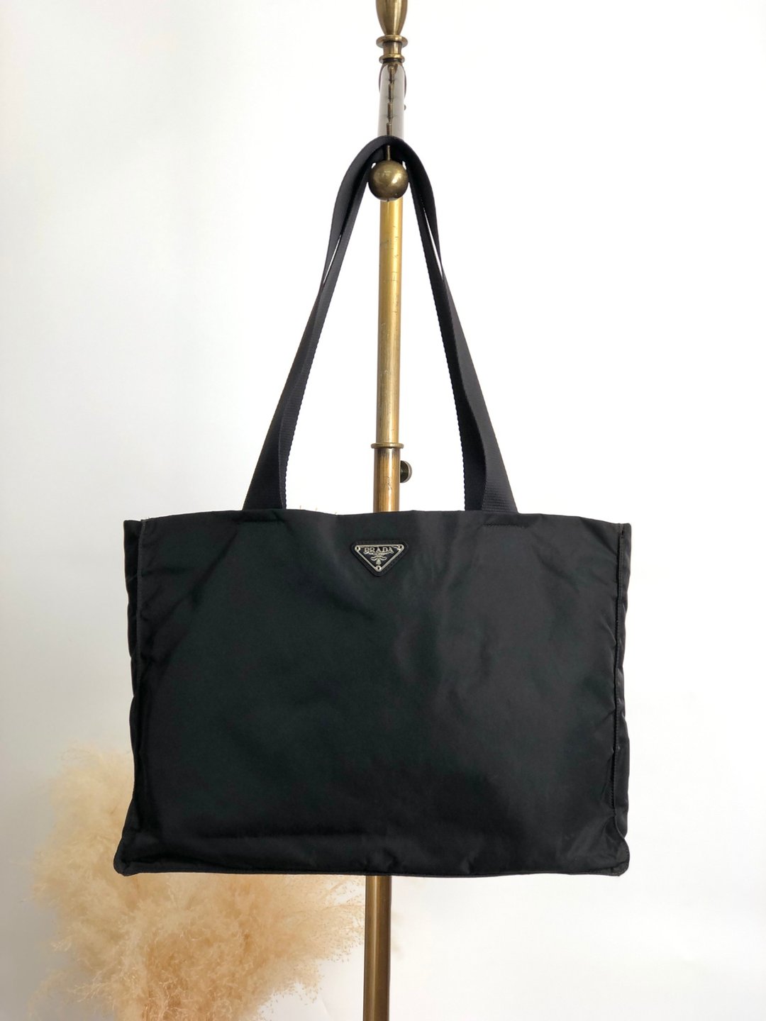 【 日本直送 名牌中古包 】PRADA 普拉达 托特包 黑色 三角标志 尼龙 vintage 古着 fhex45 - 手提包/手提袋 - 尼龙 黑色