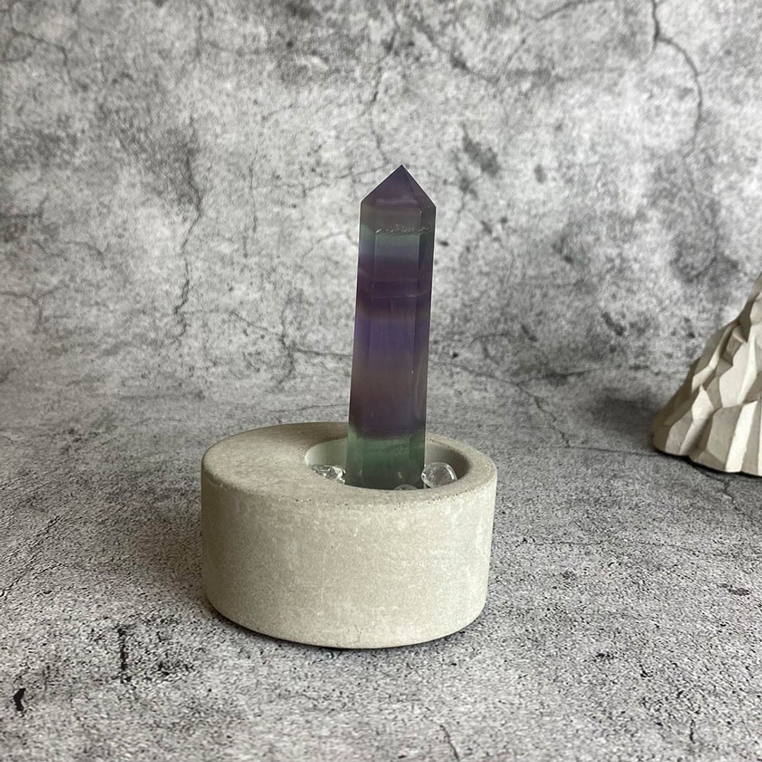 水晶柱- 紫萤石 办公室疗愈微景观 设备摆饰 一物一图 - 摆饰 - 宝石 紫色