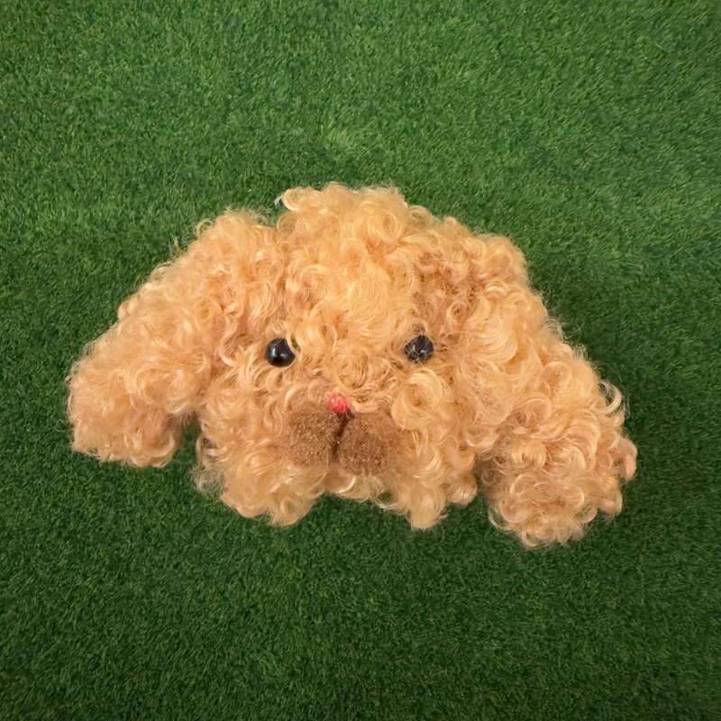 黄贵宾犬卷卷毛狗头吊饰5cm-毛根扭扭棒手作吊饰/モールアート - 玩偶/公仔 - 其他材质 咖啡色