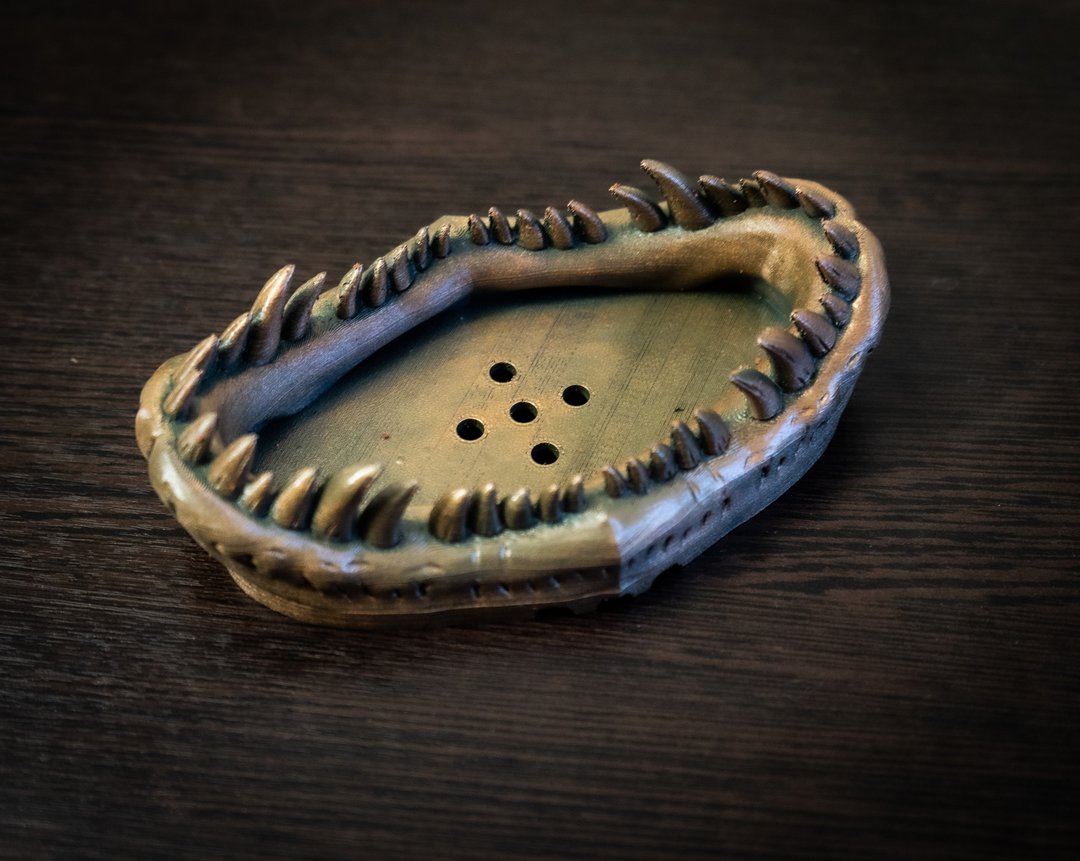 Soap Dish T-Rex Skull | soap holder | bathroom soap dish | bathroom accessory - 卫浴用品 - 塑料 金色