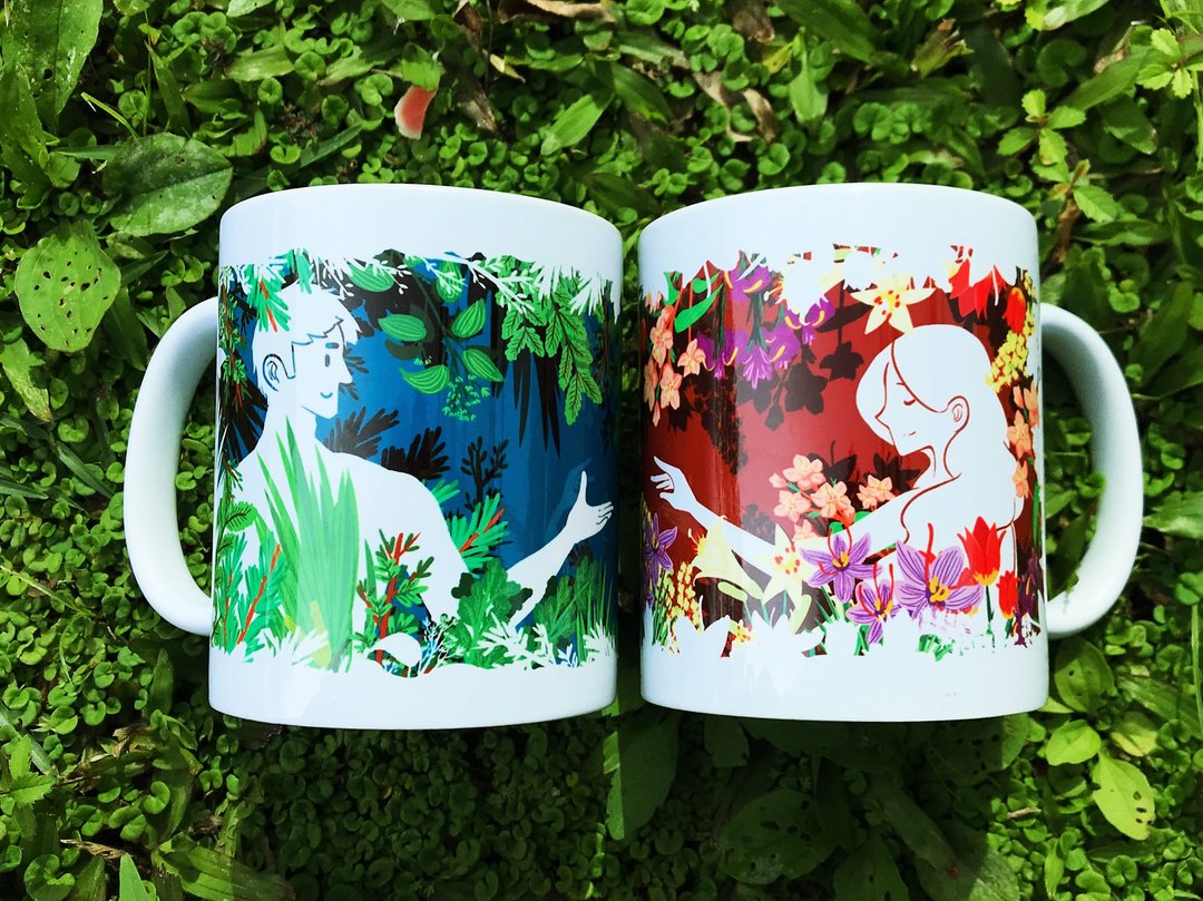 亚当夏娃马克杯 对杯 福音礼品 结婚礼物 - 其他杯子 - 陶 白色