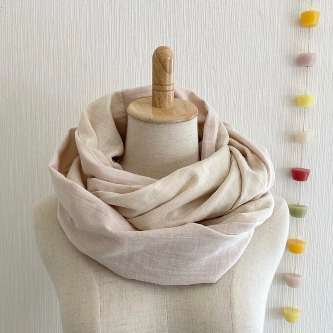 Made in Japan Soft Dreamy Snood Mixed Color Peach Milk Vanilla Milk - 围巾/披肩 - 棉 粉红色