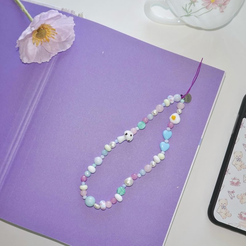 Love Pastel 串珠手机带，串珠手机吊饰 - 其他 - 玻璃 紫色