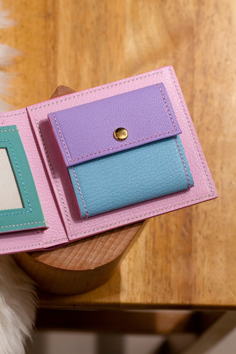 钱包/真皮/法国山羊皮/全人手缝制 - 皮夹/钱包 - 真皮 多色