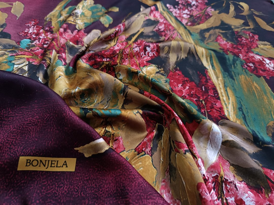 复古 Bonjela 丝巾，35 x 35 英寸，土耳其丝巾，100% 聚酯纤维，礼物 - 丝巾 - 聚酯纤维 咖啡色
