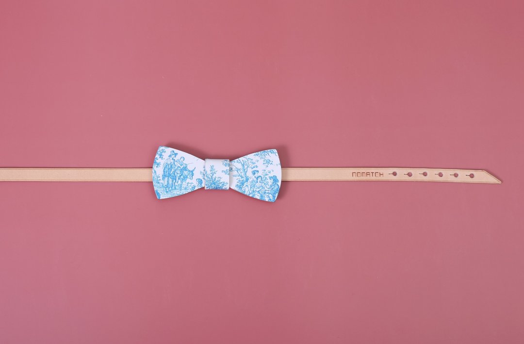 NoMatch不合设计牛皮手工蓝白宫廷欧式青花可调节复古领结bowtie - 领结/领巾 - 真皮 蓝色