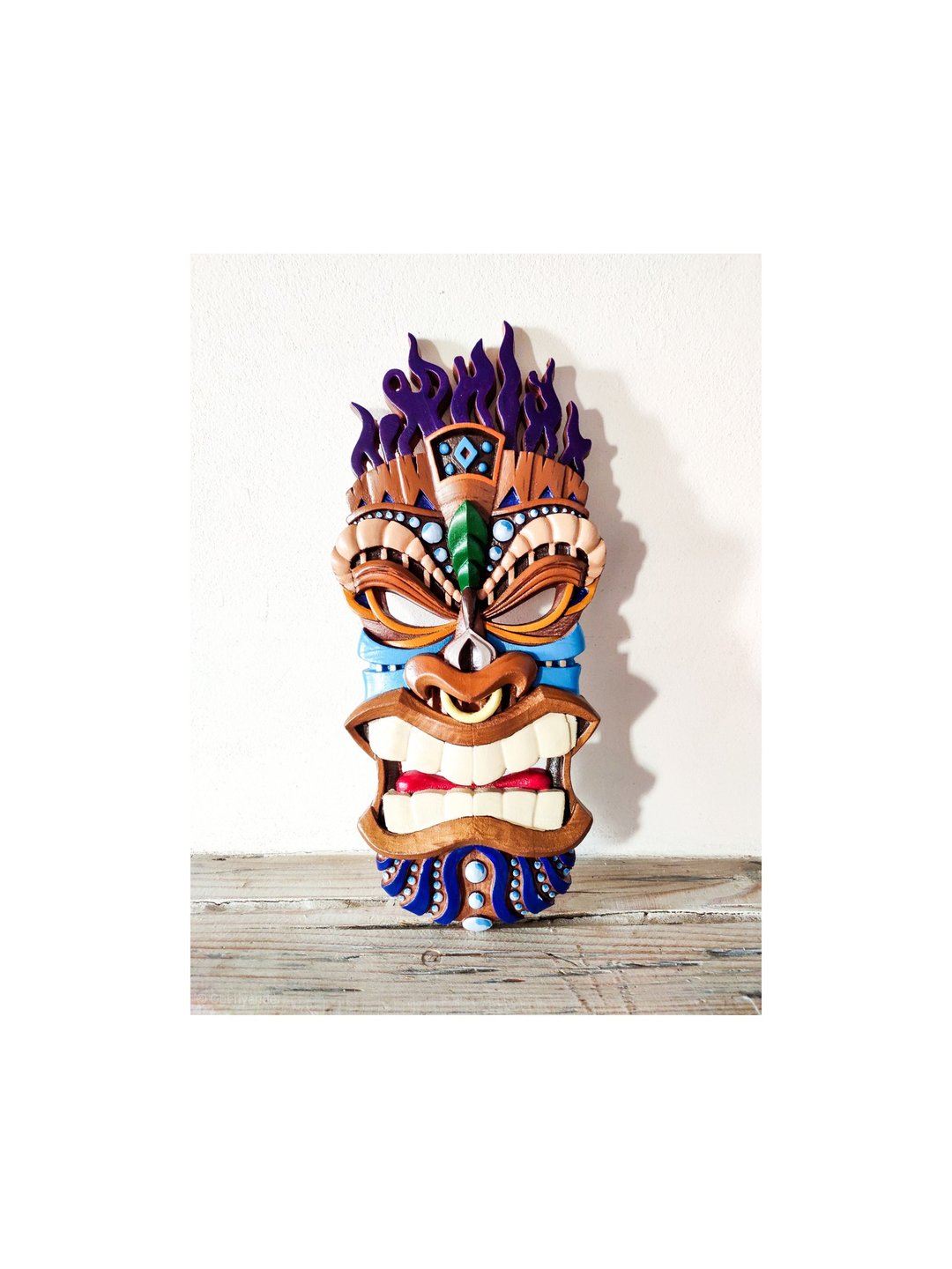 Wood mask wall art, wood tribal mask, tiki mask wood, carved wood mask, african - 木工/竹艺/纸艺 - 木头 咖啡色