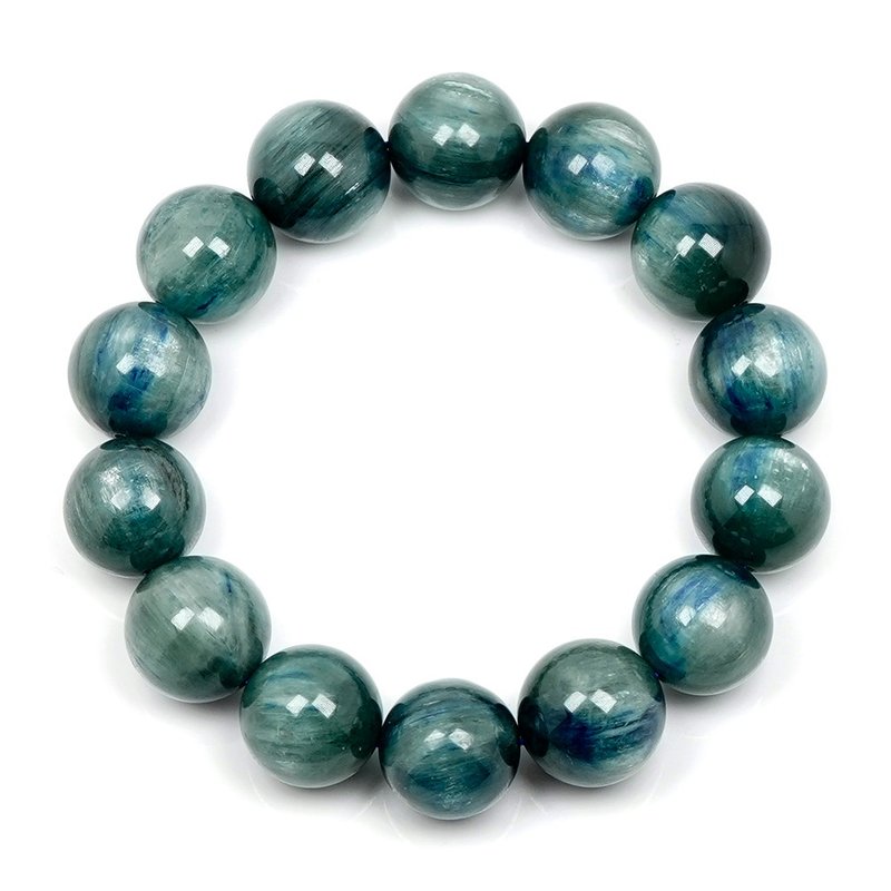 【正佳珠宝】蓝绿晶 顶级猫眼 15.8-16.3mm 蓝晶石 蓝绿晶手珠 - 手链/手环 - 半宝石 多色