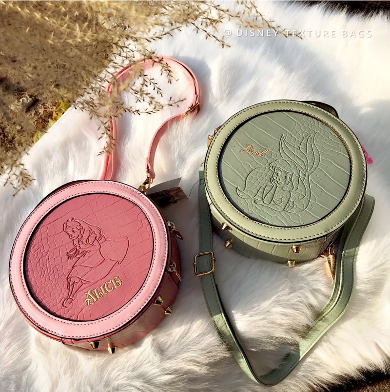 Disney 迪士尼复古鳄鱼纹圆形包 侧肩包 小众设计复古包 斜背包 - 侧背包/斜挎包 - 人造皮革 白色