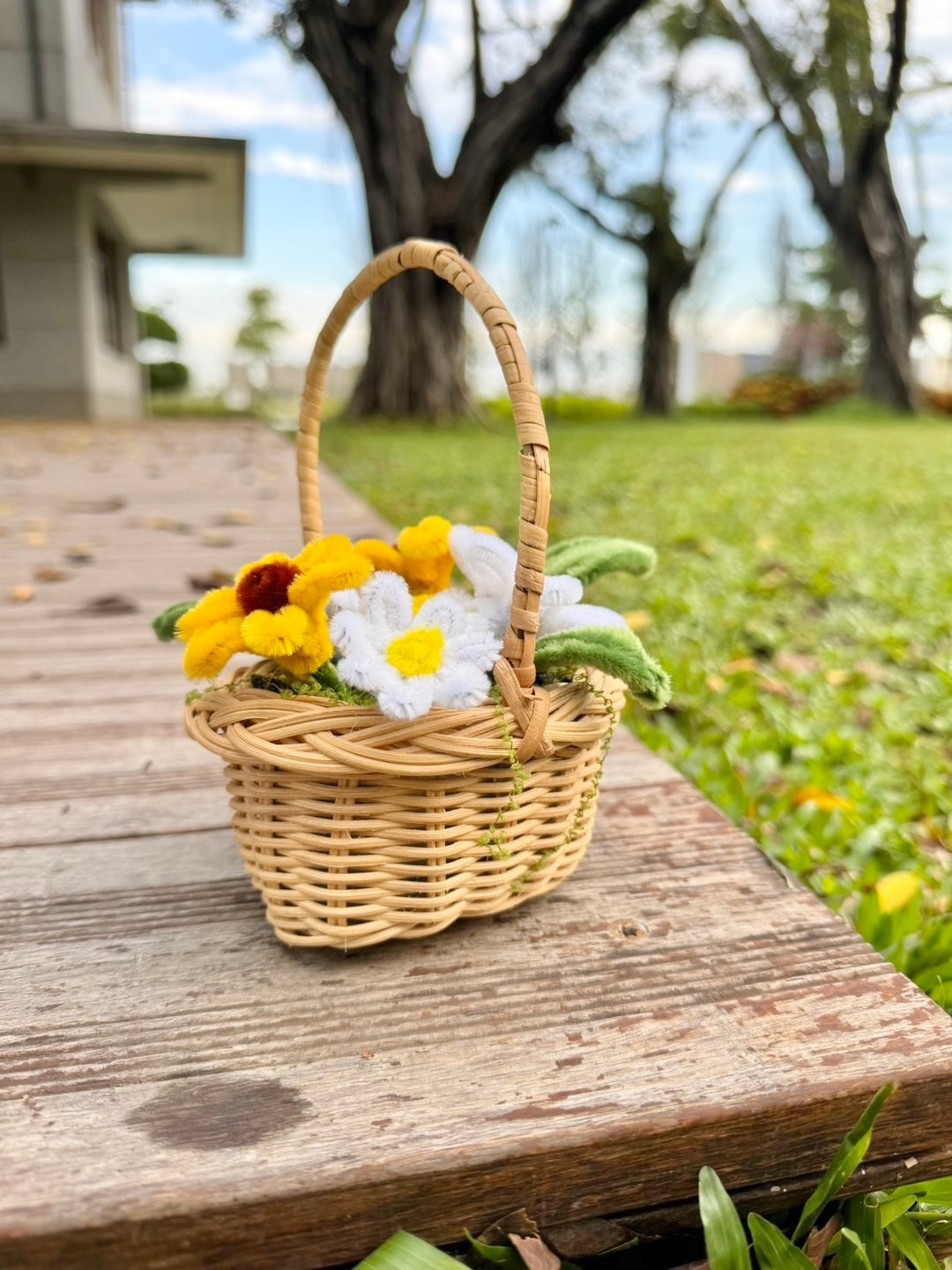 田园风毛根绒花小花篮课程 - 植栽 - 其他材质 
