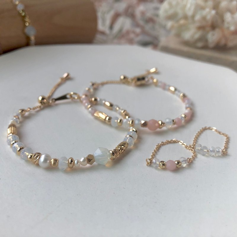 【十月生日石】珠宝盒里的马林糖 | 蛋白石手链 长度可调 - 手链/手环 - 宝石 透明