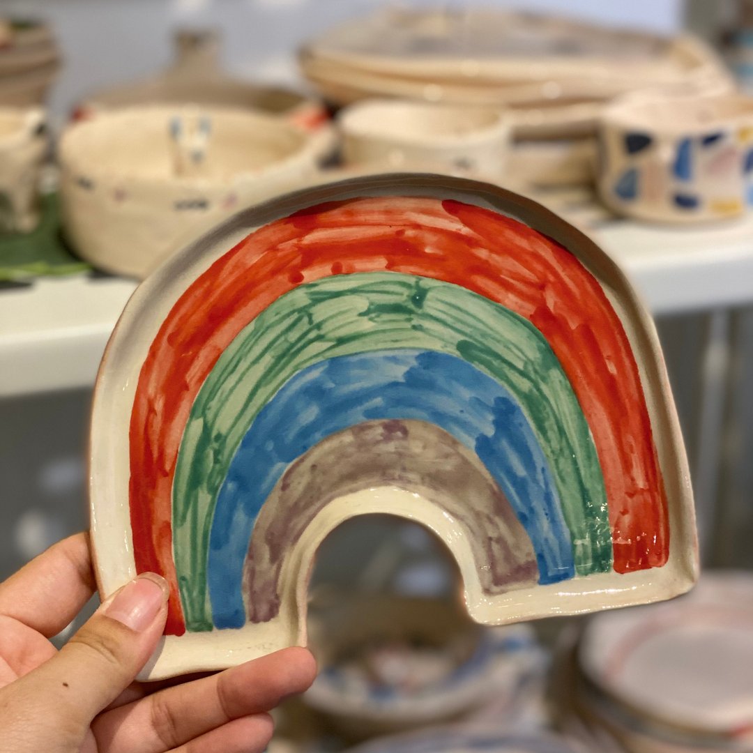 Rainbow plate - 盘子/餐盘/盘架 - 陶 多色
