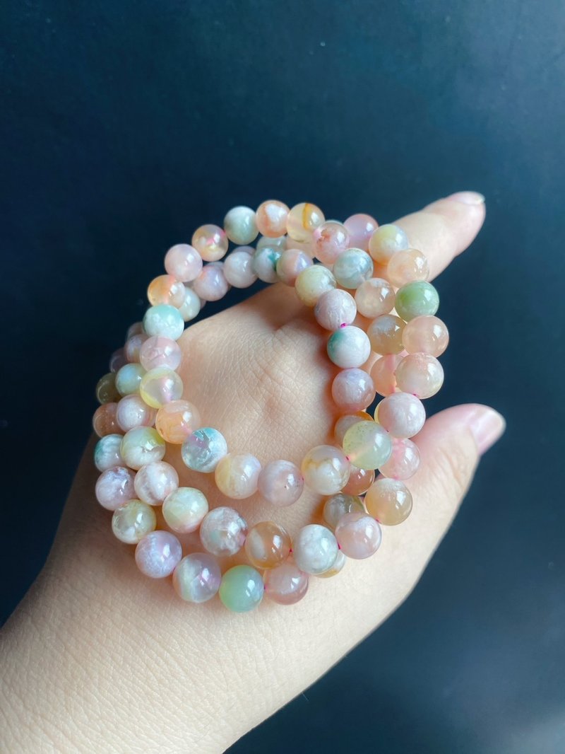 孤品 永恒的花 樱花玛瑙 小高货 多彩 多圈 手链 天然石 礼物 - 手链/手环 - 水晶 多色