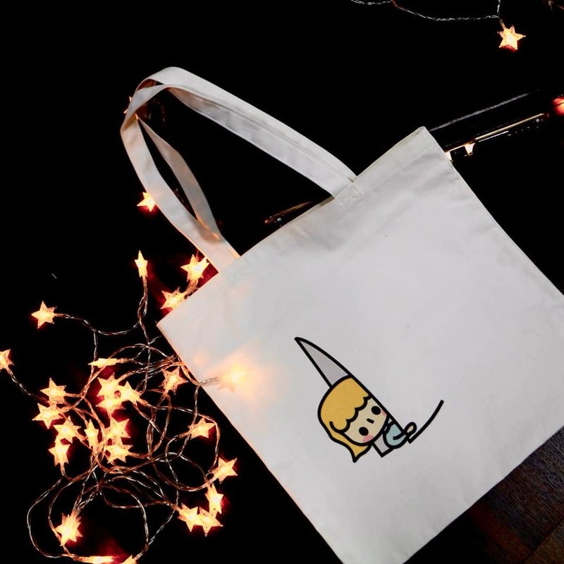 【偷看一眼】白色棉布袋/购物袋/托特包 - 侧背包/斜挎包 - 棉．麻 白色