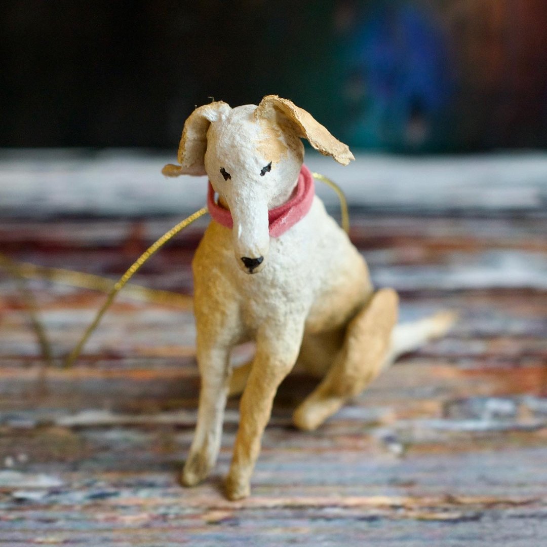 Spun Cotton Christmas tree decoration Little Dog - 玩偶/公仔 - 棉 咖啡色