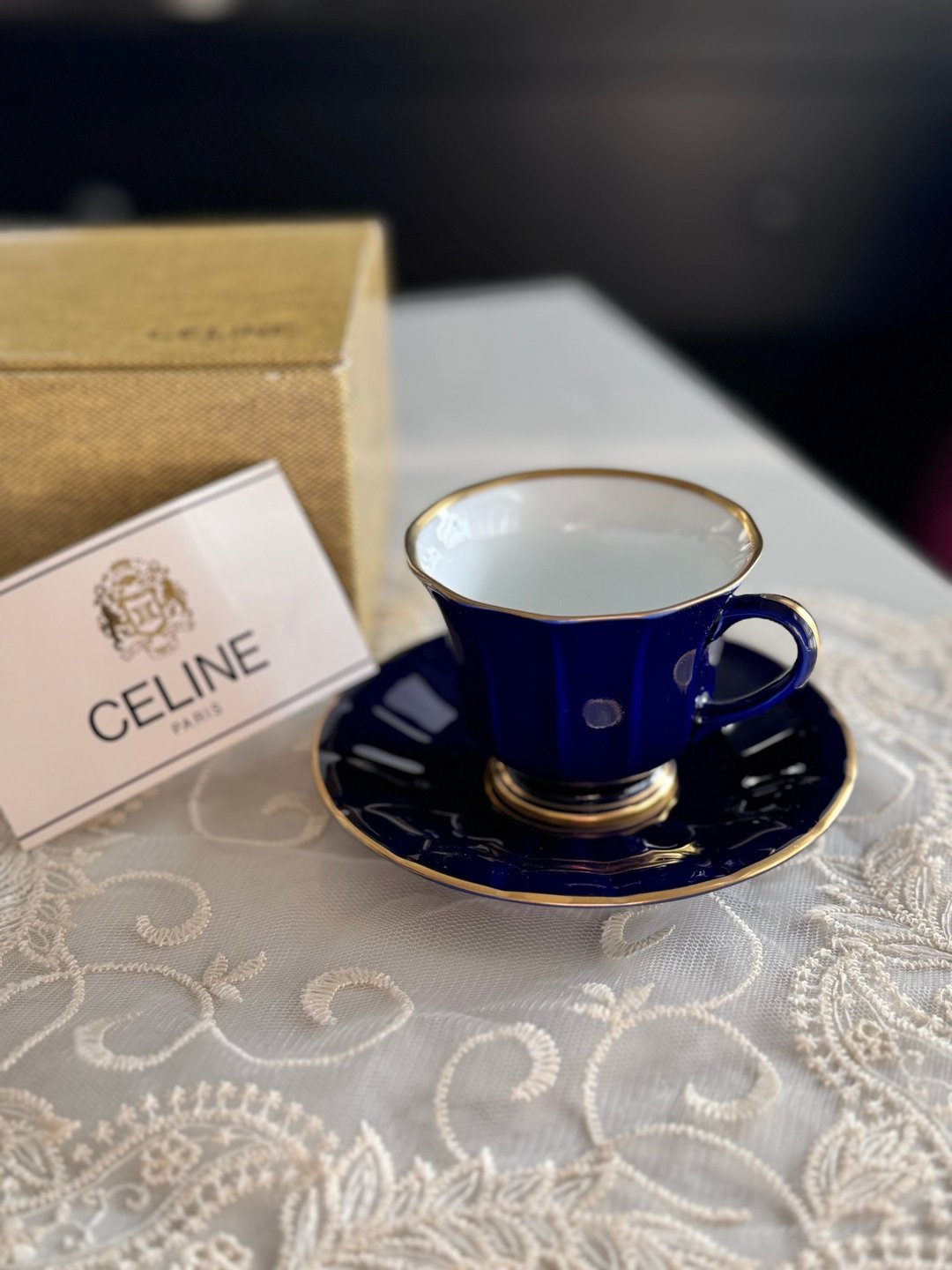 古董餐具 Celine 陶瓷咖啡杯 茶杯 马克杯 中古 礼物 席琳 - 咖啡杯/马克杯 - 瓷 蓝色