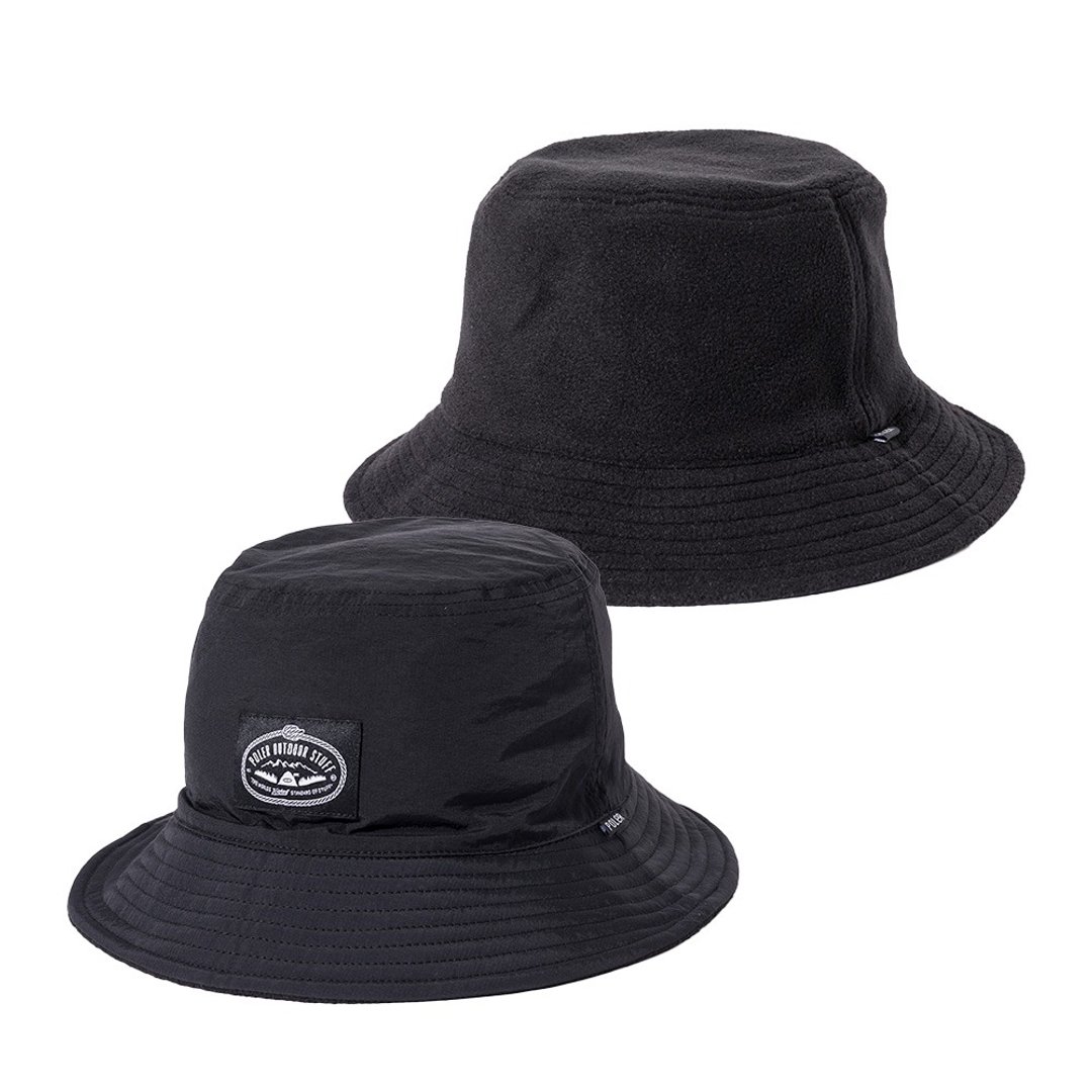 日本限定 POLER REVERSIBLE BUCKET HAT 毛帽尼龙双面渔夫帽 / 黑 - 帽子 - 其他材质 黑色