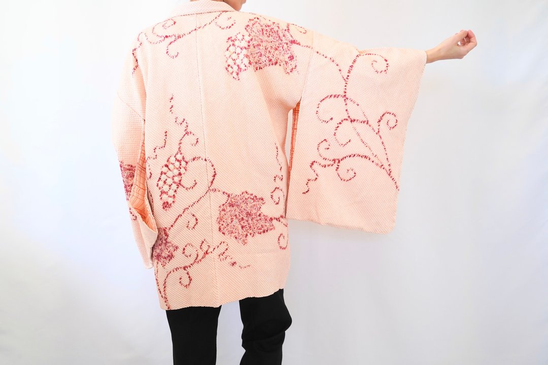 日式和服, 绞染和服, 粉色羽织, 真品和服 - 女装休闲/机能外套 - 丝．绢 粉红色