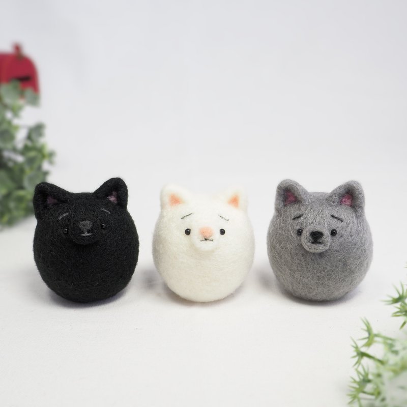 Mayuneko单色（白猫、黑猫、俄罗斯蓝）羊毛毡 - 玩偶/公仔 - 羊毛 白色