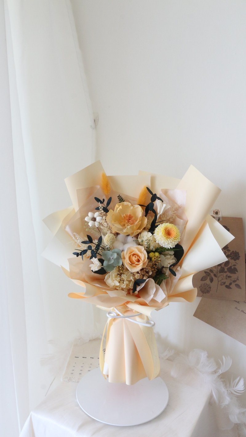 【祝福花束】玫瑰大花束 永生玫瑰 毕业礼物 干燥花 毕业季 - 干燥花/捧花 - 植物．花 橘色