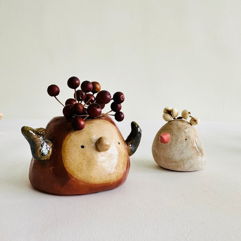 精灵狂欢 爱之神 手作陶 手工捏制陶制盆栽花盆 陶器花器 摆饰 - 植栽/盆栽 - 陶 红色