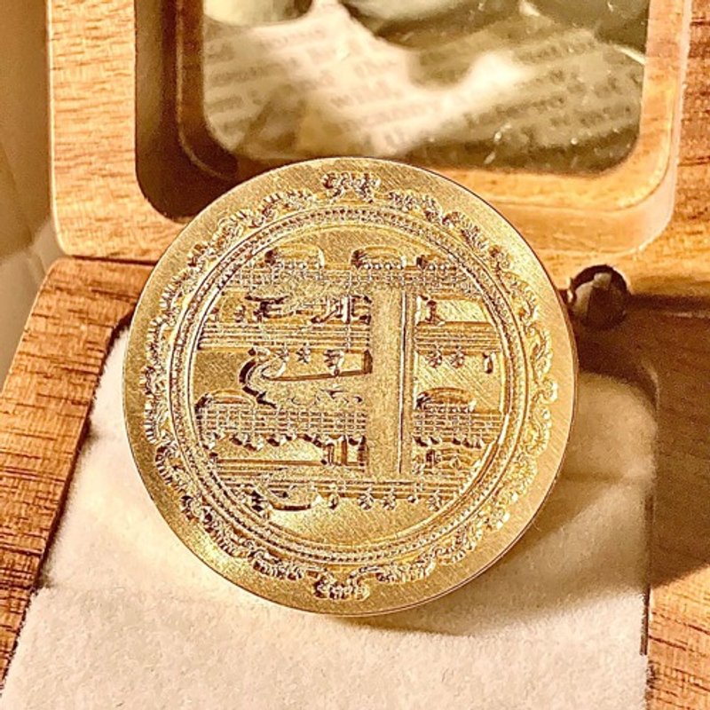 火漆印章印头 字母 E 音乐 乐器 乐谱 - 印章/印台 - 其他金属 金色
