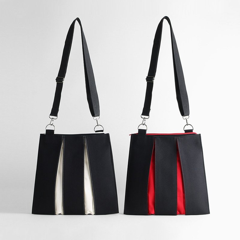 KOSHO ougi 帆布肩背包 礼物 女士 男士 帆布包 日本制 京都 轻量 带里布 拉链开合 斜挎包 - 侧背包/斜挎包 - 棉．麻 黑色