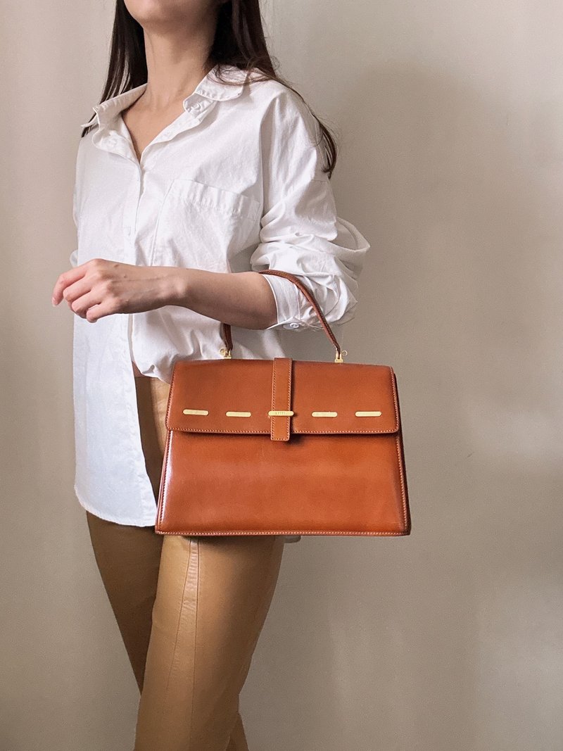 中古正品Bally巴利真皮手提两用包 斜背包 焦糖色 复古包 - 侧背包/斜挎包 - 真皮 咖啡色