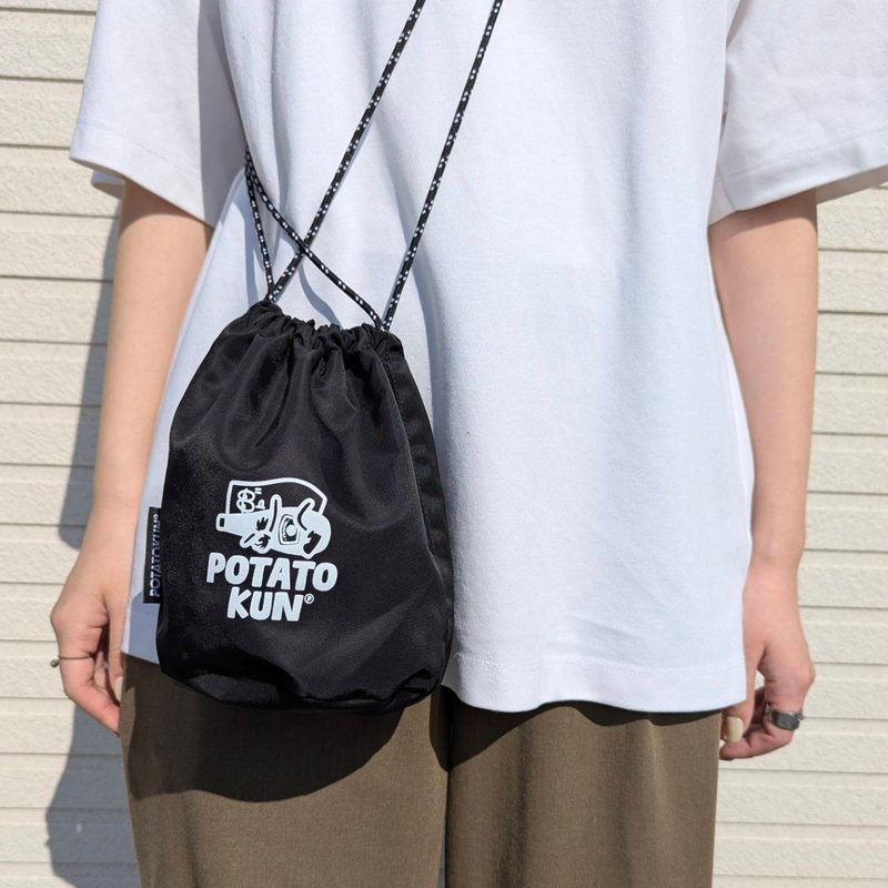 束口袋包 - 束口袋双肩包 - 聚酯纤维 黑色