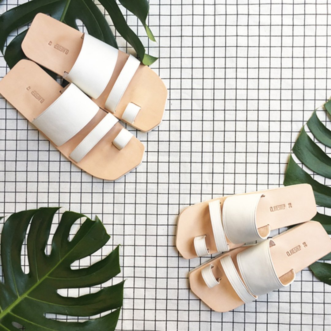 CLAVESTEP XIII Sandals - 真皮凉鞋- 三 - 男鞋/女鞋/童鞋 - 男女凉鞋 - 真皮 白色