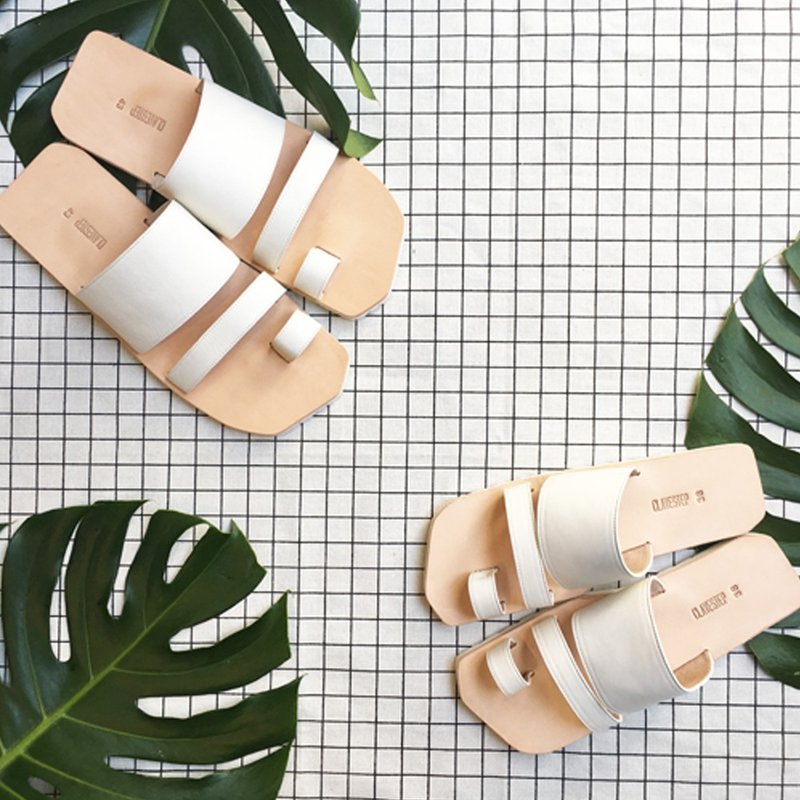 CLAVESTEP XIII Sandals - 真皮凉鞋- 三 - 男鞋/女鞋/童鞋 - 男女凉鞋 - 真皮 白色