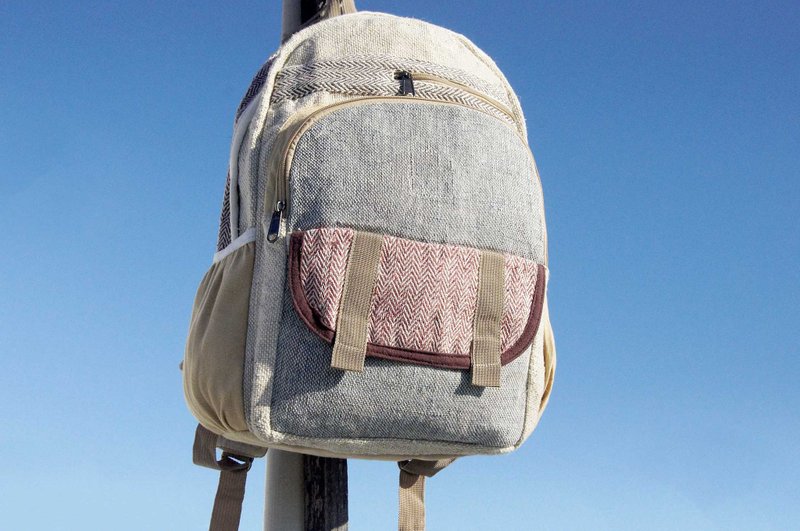 情人节礼物 母亲节礼物 生日礼物 限量手工棉麻拼接设计后背包 / 肩背包 / 民族登山包 / 拼布包 / 棉麻后背包 / 旅行包- 撞色几何撒哈拉沙漠 自然色调 - 后背包/双肩包 - 棉．麻 多色