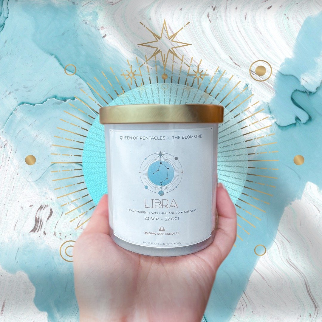 Zodiac Soy Candle: LIBRA (Queen of Pentacles x The Blomstre) - 蜡烛/烛台 - 蜡 白色