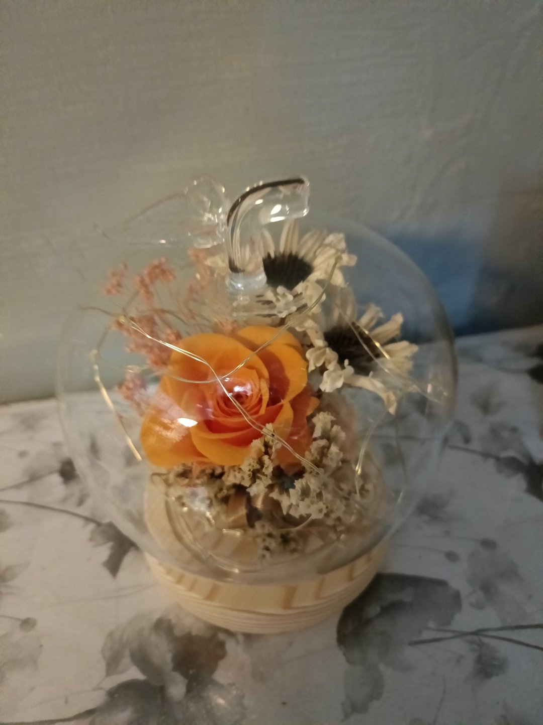 苹果玻璃永生玫瑰花 - 干燥花/捧花 - 植物．花 
