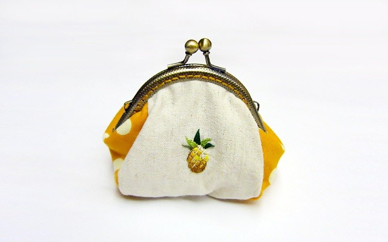 100%PURE fruits水果口金包 / 凤梨1号 - 零钱包 - 绣线 黄色