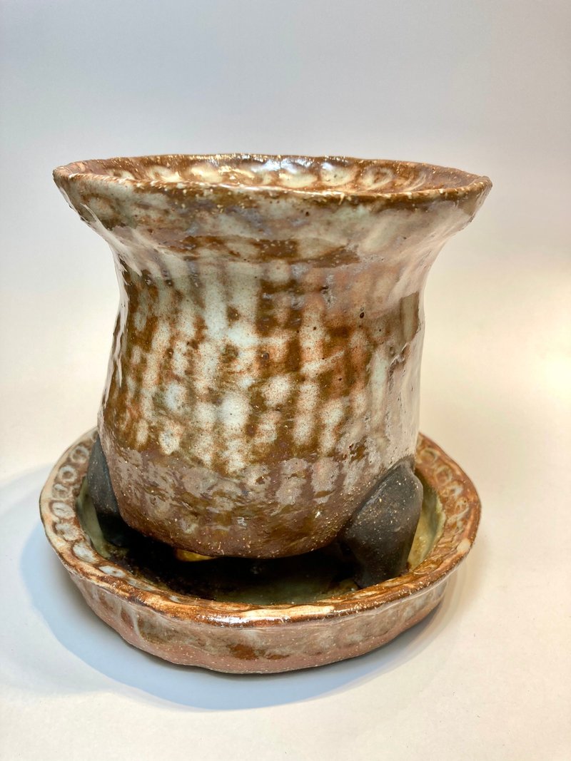 【手捏质感】陶瓷排水花器 - 花瓶/陶器 - 陶 咖啡色