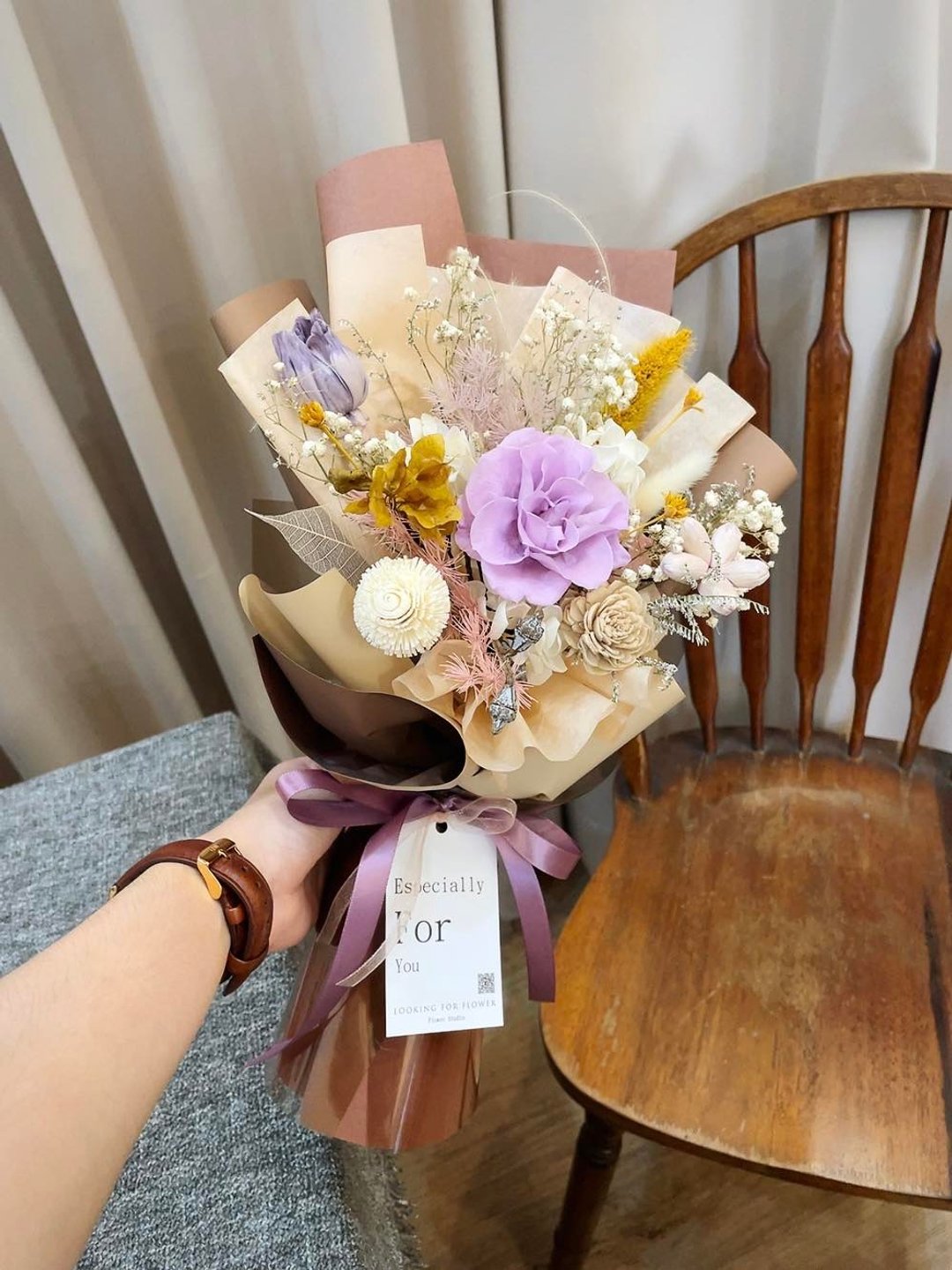 永生玫瑰【乔治手里的花】干燥花束 玫瑰花束 生日花束 情人节花 - 干燥花/捧花 - 植物．花 紫色