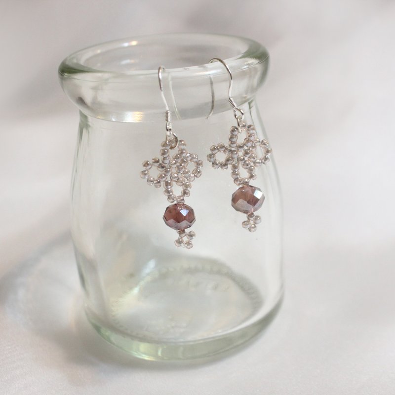 【凝紫】原创耳环/耳针/耳夹/耳勾 - 耳环/耳夹 - 玻璃 紫色