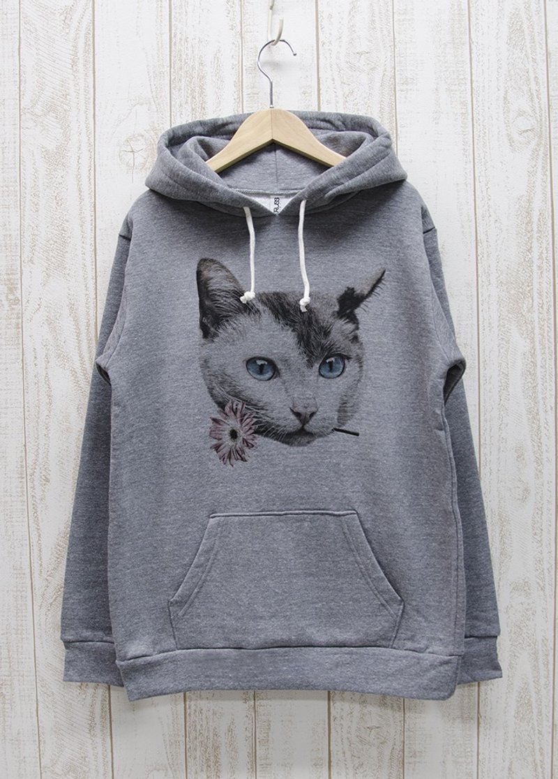 ronronCAT 连帽衫 Here you go 浅灰色 / R028-P-GR - 中性连帽卫衣/T 恤 - 棉．麻 灰色