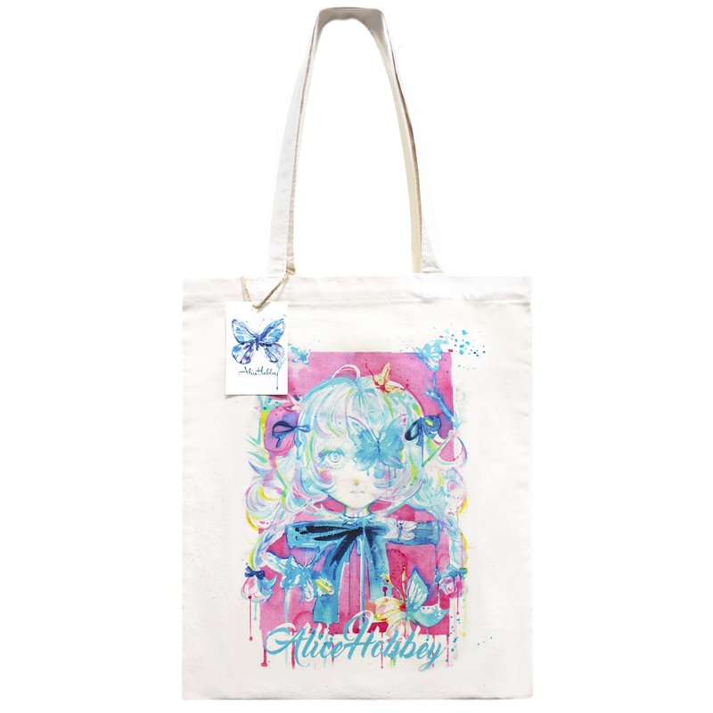 Alice Hobbey 送自选明信片 手绘水彩 长手提帆布袋 Tote Bag - 侧背包/斜挎包 - 棉 多色