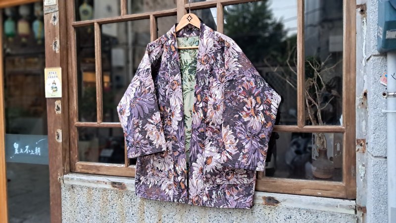 AMIN'S SHINY WORLD 莫内的秘密花园紫色风暴 KIMONO - 女装休闲/机能外套 - 棉．麻 紫色