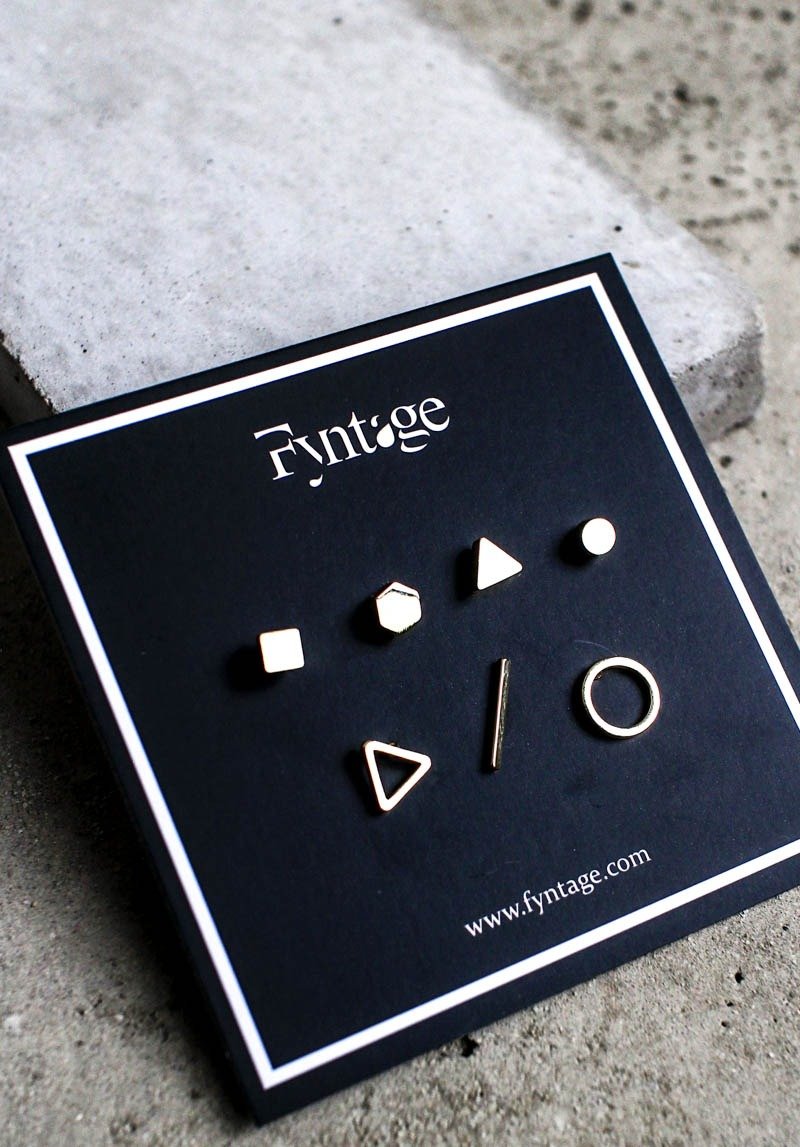 Fyntage｜几何&Minimal | 极简耳钉组(全)   独特, 情人节,母亲节, 生日礼物, 闺蜜 - 耳环/耳夹 - 其他金属 金色