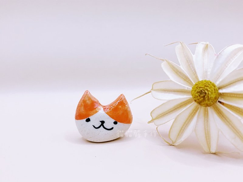 橘猫 橙猫 线香座  薰香  疗愈小物  陶猫 多用途陶器  猫猫蕨手 - 摆饰 - 陶 橘色