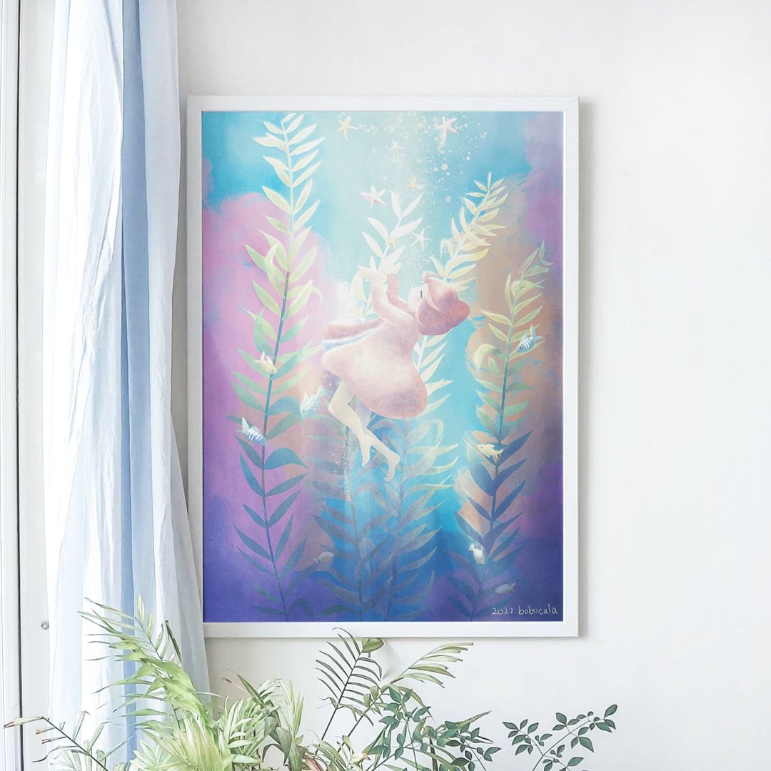 台湾风景/大幅收藏画/ 在海中睡着了Sleep in the Sea (屏东) - 海报/装饰画/版画 - 纸 多色